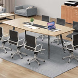 DWVO 6FT Conference Table, 70.8" Boat Shaped Meeting Table with Power Outlets & Rectangle Grommet, Modern Seminar Table for Office Conference Room, Boardroom Desk DWVO