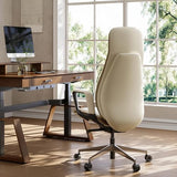 EUREKA ERGONOMIC Alto Leather Desk Chair, Silicone Leather Office Chair with Wheels, High Back Office Chair, Executive Office Chair Comfy for Home & Office, Off-White EUREKA ERGONOMIC