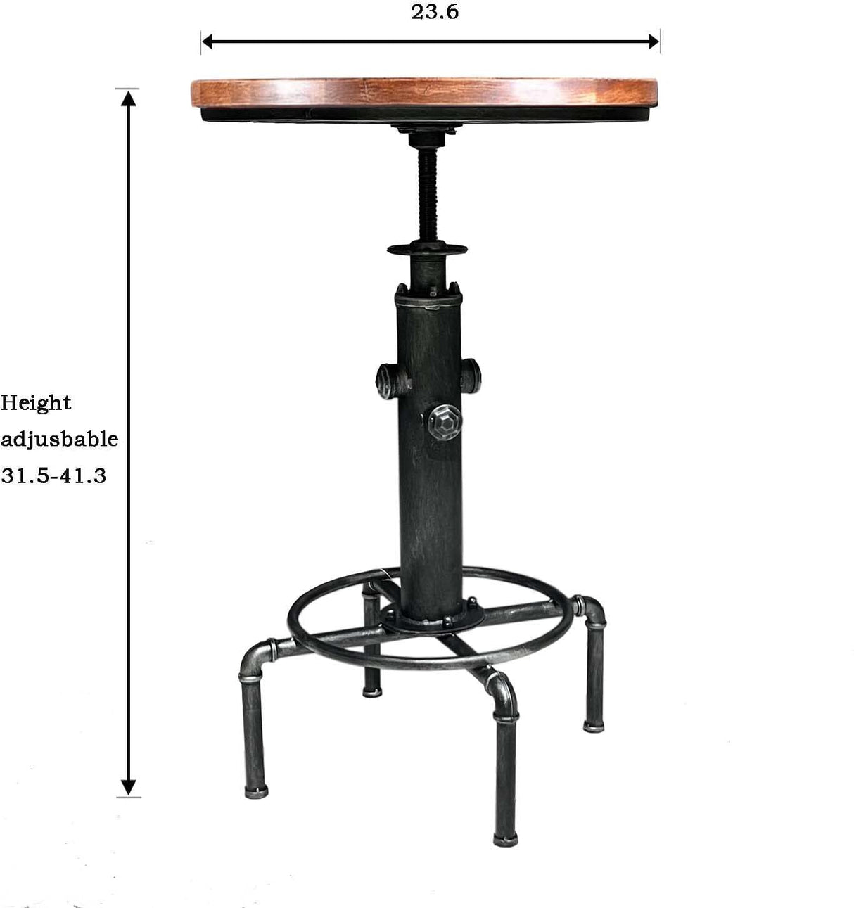 Topower 3 Piece Pub Table and Stool Set Round Bar Table Adjustable Height Coffee Table Farmhouse Counter Height Bar Stools with Backrest Silver 1 Table + 2 Stools Topower