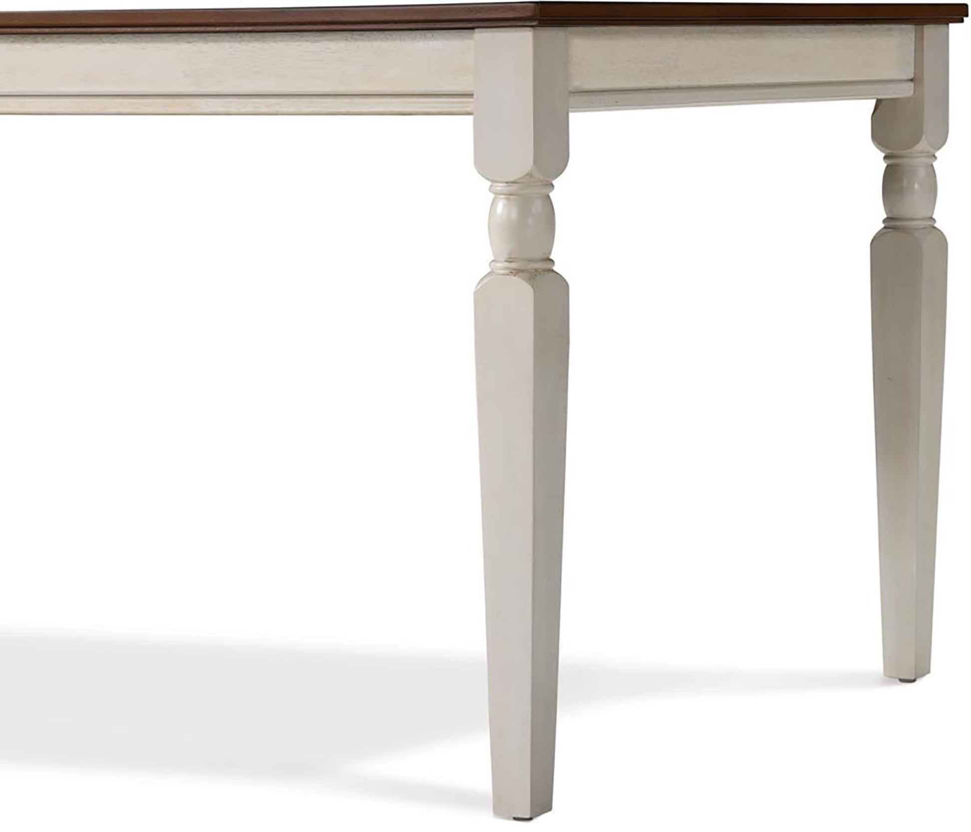 Finch Provence Farmhouse Table, Two-Toned Wood with Turned Legs, Traditional Rustic Furniture Decor for Kitchen or Dining Room, 60" Inch Tabletop, White, 60D x 35.86W x 29.72H in - WoodArtSupply