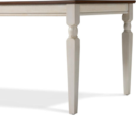 Finch Provence Farmhouse Table, Two-Toned Wood with Turned Legs, Traditional Rustic Furniture Decor for Kitchen or Dining Room, 60" Inch Tabletop, White, 60D x 35.86W x 29.72H in Finch