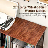 Record Player Stand with Adjustable Divider Vinyl Storage Holder Up to 200 Albums Mid-Century Large Record Player Table Vinyl Holder Turntable Stand End Table for Bedroom & Living Room, Patent Pending Simple Serenity