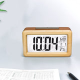 everwood Wooden Digital Alarm Clocks for Bedrooms Battery Operated, Wooden LCD Digital Clock with Smart Sensor Night Light, Temperature Detect, Snooze Function everwood