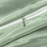 INVGEEXI 5 Pieces Satin Sage Green Duvet Cover Full/Queen Size, Luxury Silky Satin Duvet Cover Ultra Soft Comforter Cover Queen Bedding Set, 1 Duvet Cover + 4 Pillow Cases INVGEEXI
