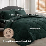 Bedsure Queen Comforter Set Emerald Green - 7 Pieces Reversible Bedding, Queen Size Bed Set for All Seasons, Bed in a Bag with Down Alternative Comforter, Sheets, Pillowcases & Shams Bedsure