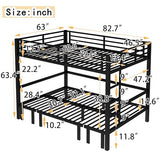 Harper & Bright Designs Queen Bunk Bed with Couch, Minimalist Bunk Bed with Sofa, Lower Bed Can Be Pulled Out in Three Sections, Black Harper & Bright Designs