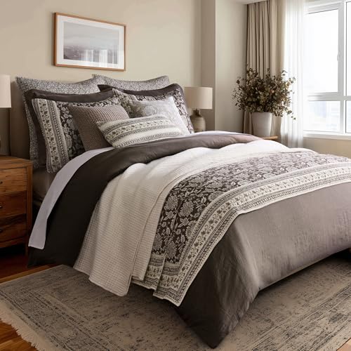 Levtex Home Adare Cocoa Reversible Twin/Twin XL Quilt Set (68x86in) with 1 Pillow Sham (26x20in) - Floral Bedding - Brown Cream - Cotton Twin Size Quilt Bedding Set - Lightweight, Soft, Pre-Washed Levtex Home