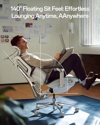 Hbada X7 Smart Ergonomic Chair, Office Chair, with Fully Automated Lumbar Tracking, 4D Adjustable Headrest, 720° Adjustable Armrests, Ventilated Seat Cushion, Swivel, Grey Hbada