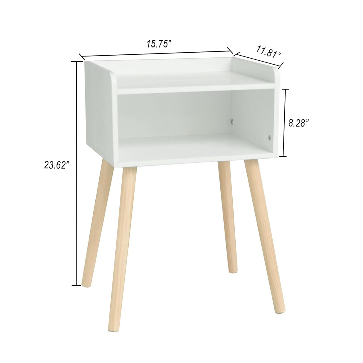 MaxSmeo White Nightstand, Small Bed Side Table for Small Spaces,Mid Century Modern Nightstand End Table with Storage and Solid Wood Legs for Bedroom Living Room(White) MaxSmeo