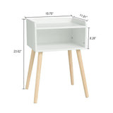 MaxSmeo White Nightstand, Small Bed Side Table for Small Spaces,Mid Century Modern Nightstand End Table with Storage and Solid Wood Legs for Bedroom Living Room(White) MaxSmeo