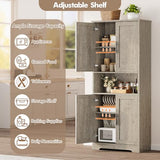 GarveeHome Tall Storage Cabinet, 70 in Kitchen Pantry Cabinet with Doors and Adjustable Shelves, Rustic Wooden Cupboard for Dining Room, Living Room,Gray GarveeHome
