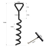 Eurmax USA Trampoline Stakes Heavy Duty Trampoline Parts Corkscrew Shape Steel Stakes Anchor Kit with T Hook for Trampolines -Set of 4 Bonus 4 Strong Belt,Black Eurmax