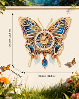 Rnfinewow 3D Puzzles for Adults, Butterfly Design Clock Kit with Pendulum, Beginner 3D Wooden Puzzle Model Kit Wall Decor, Butterfly Puzzle DIY Crafts for Mom, Women and Grandma