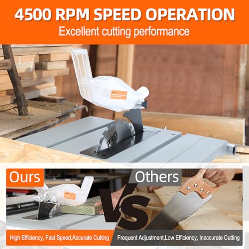 Prostormer Table Saw, 8inch 11Amp, Cutting Speed up to 4500RPM, Portable Compact Tablesaw with Sliding Miter Gauge, Benchtop Saw for DIY Woodworking and Furniture Making - WoodArtSupply