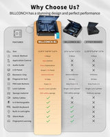 BILLCONCH Smart Gun Safe with Security Cable - Biometric Gun Safe for Handgun 4 Ways Quick Access with Fingerprint/Keypad/Key/APP Lock Pistol Safe for Nightstand Bedside Home Car with LCD/Voice Guide BILLCONCH