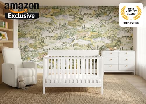 Delta Children Isabelle 6-in-1 Convertible Crib, Converts to Toddler Bed, Daybed, Sofa & Full Bed With/Without Footbaord, Fits Standard Crib Mattress, 3 Mattress Heights for Baby Nursery, Bianca White
