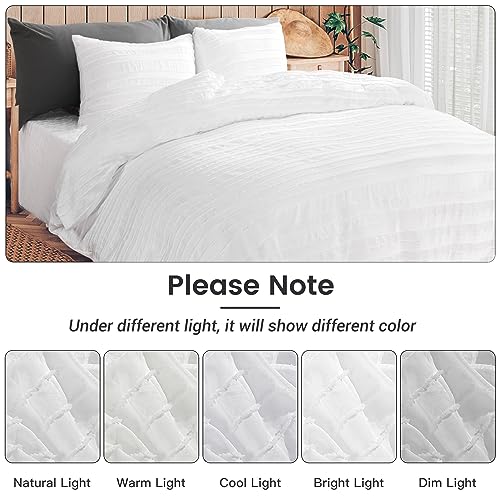 NEXHOME PRO Twin Duvet Cover, White 2 Pieces Boho Tufted Duvet Cover Set, Soft and Lightweight 100% Washed 100% Washed Microfiber Comforter Cover Set for All Season(White Twin, 66 x 90)-No Comforter NEXHOME PRO