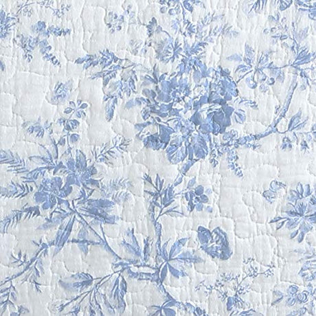 Laura Ashley - King Quilt Set, Soft & Reversible Cotton Floral Bedding with a Medium Weight Feel, 3 Piece Bed Set with Matching Pillowcases (Walled Garden Blue) Laura Ashley