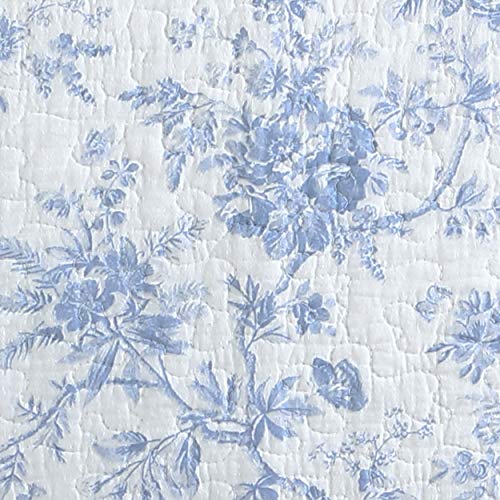 Laura Ashley - Full/Queen Quilt Set, Reversible Cotton Bedding with Matching Sham, Medium-Weight for Year Round Use, Floral Print Bed Set (Walled Garden Blue) Laura Ashley