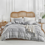 Lekesky Duvet Cover Queen Size, Grey Breathable Comforter Cover Queen Size 3pc Ultra Soft Brushed Bedding Duvet Cover Set with Zipper Ties (1 Duvet Cover 90x90 inches with 2 Pillow Cases) Lekesky
