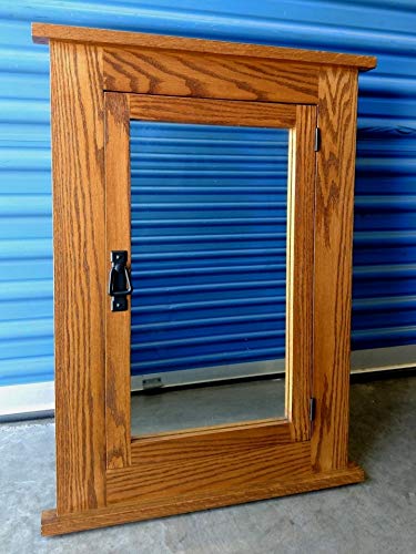 24" W x 33" H Solid Oak Mission Recessed Medicine Cabinet/Solid Wood & Handmade - WoodArtSupply