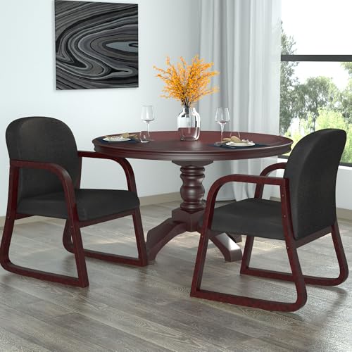 Boss Office Products Mahogany Frame Fabric Side Chair in Black, 250 (B9570-BK) Boss Office Products