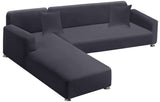 LA MEACK Sectional Couch Covers 2-Piece Softness L Shaped Sofa Cover Super Stretch L-Type Couch Slipcover with 2Pcs Pillowcases Sofa Slipcover 3 Seater + 3 Seater Furniture Protector (Dark Grey) LA MEACK