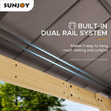 Sunjoy Hardtop Gazebo 11 x 13 ft. Standard Cedar Framed Wood Gazebos with Brown Steel and Polycarbonate Hip Roof for Garden, Backyard Shade, Brown Roof + Natural Wood Frame Sunjoy