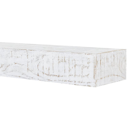 Country Living Hatteras Floating Wood Fireplace Mantel Shelf - Whitewash 72 inch Wooden Farmhouse Floating Pine Beam for Electric Fireplaces, Hearths, and Décor