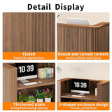 42.1 Inches Reception Desk,Fluted Round Corner Modern Reception Table,Front Counter Table,for Salons, Offices Lobbies Retail Stores and Home Offices (Walnut)