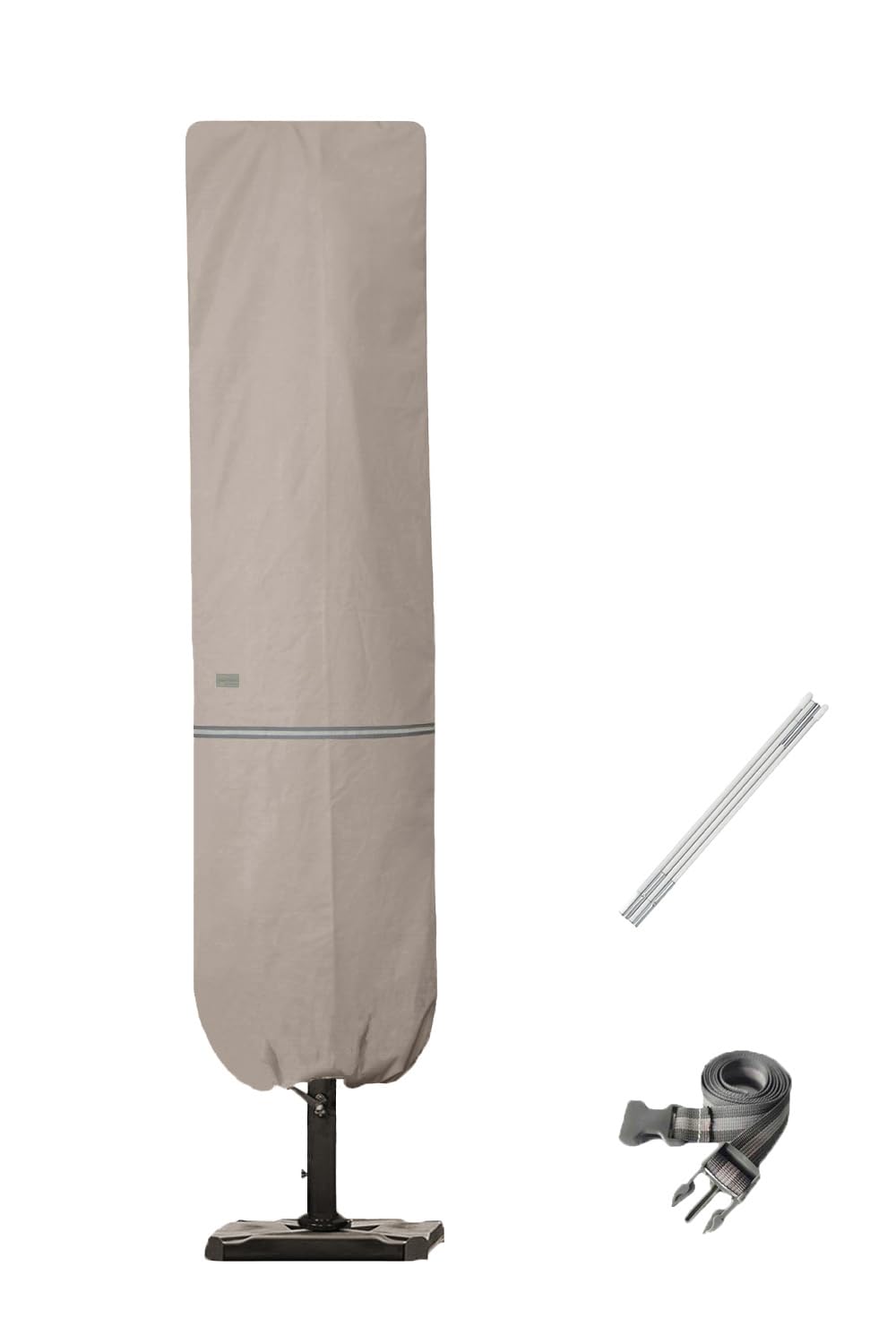 Garden Balsam Patio Umbrella Cover with Rod for 7 to 11 Ft Umbrellas & 15 Ft Double-Sided Umbrellas, Protective Waterproof Cover with Zipper, Beige Garden Balsam