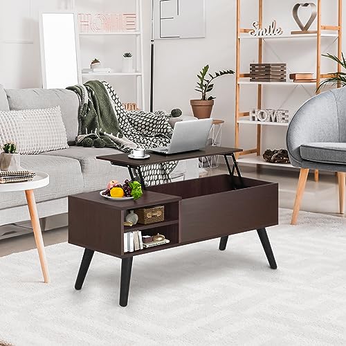 Lifetime Home Lift Top Coffee Table with Hidden Compartment - Modern Living Room Dining Table with Rising Tabletop Lifttop Desk for Apartment, Home, Condo Lifetime Home