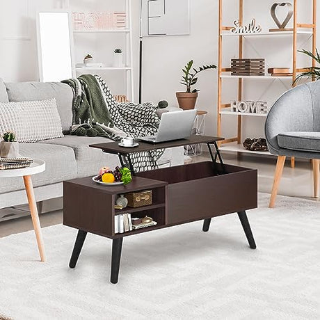 Lifetime Home Lift Top Coffee Table with Hidden Compartment - Modern Living Room Dining Table with Rising Tabletop Lifttop Desk for Apartment, Home, Condo Lifetime Home