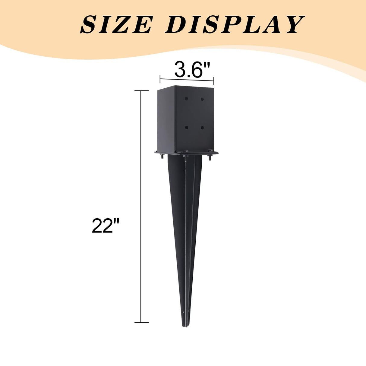 2 Pcs 4"x4" Fence Post Anchor Ground Spike,(Internal 3.6"x3.6"),Metal Post Stake Ground 22" with Black Powder-Coated,Fence Stakes Post Base for Deck,Fence,Porch,Railing,Mailbox CDFYJHFDQ