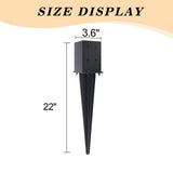 2 Pcs 4"x4" Fence Post Anchor Ground Spike,(Internal 3.6"x3.6"),Metal Post Stake Ground 22" with Black Powder-Coated,Fence Stakes Post Base for Deck,Fence,Porch,Railing,Mailbox CDFYJHFDQ