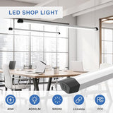 DYMOND 4FT 40W Wraparound LED Shop Light Fixture with Pull Chain Daylight White 5000K for Garage Workshop Basement DYMOND