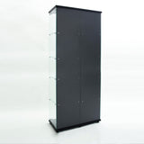 5-Shelf Glass Display Cabinet with Lights Strip and Mirror Back Panel, 2 Lock Door Curio Cabinets Collectibles Display Case, Floor Standing Glass Bookshelf for Living Room Bedroom Office, Black TehRecBT