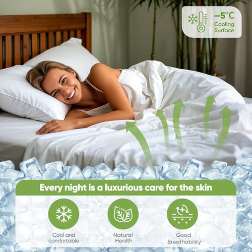 TWK Luxury Sheet Set, Genuine 100% Viscose Derived from Bamboo, Cooling & Breathable, Silky Soft, Bedding Sheets & Pillowcases (White, King(78 * 80 * 15)) TWK