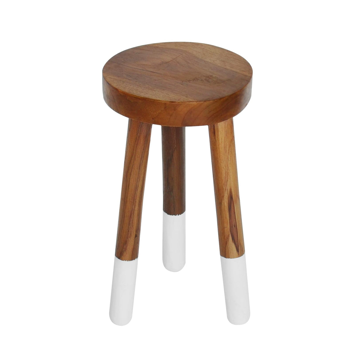 JOLLYMER Teak 9” Round Plant Stand |Wood Counter Stool |Dip Dyed Wood Plant Stand, Riser |Wood Accent Stool ||Accent Table |Side Table | (16" Tall(1 Pack)) JOLLYMER