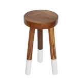 JOLLYMER Teak 9” Round Plant Stand |Wood Counter Stool |Dip Dyed Wood Plant Stand, Riser |Wood Accent Stool ||Accent Table |Side Table | (16" Tall(1 Pack)) JOLLYMER