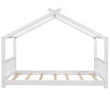 Merax Twin Kids House Bed Frame – Charming Wood Design with Headboard & Footboard in White Merax