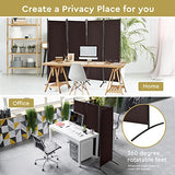 Giantex 4 Panel Room Divider - Folding Privacy Screen for Room Partition, 5.6 Ft Foldable Separator Wall, Brown Giantex