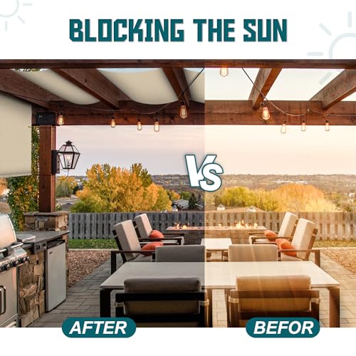 TANG Outdoor Pergola Shade Cover Canopy for Patio Deck Porch Backyard Universal Replacement Shade Cover with Spaced Grommets 2 Sides Weighted Rods 8'x16' Beige TANG