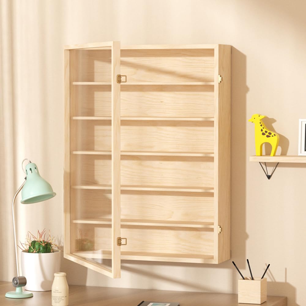 Wooden Wall Mount Display Case, Wall Mounted Collectibles Display Cabinet, 1:64 Scale Diecast Model Cars Display Storage Organizer Case for Bedroom Living Room Office Yimisya