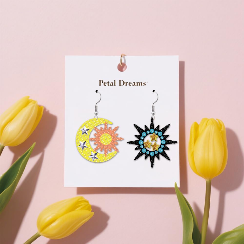 beinkmake 12 Pairs Celestial Sun Moon Star Diamond Painted Earrings 5D Earring Making Kit Fantasy Vintage Jewelry DIY Diamond Art Earring Kit for Adults Craft Unique Handmade Gifts beinkmake