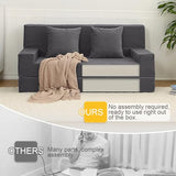 MeMoreCool Folding Futon Couch Queen – Boneless Corduroy Sofa Bed, Convertible Foam Floor Lounger with Pillow & Washable Cover, Foldable Sleeper for Living Room, Bedroom, Guest Space MeMoreCool