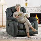 ANJ Large Power Lift Recliner with Hidden Cup Holders for Elderly, Large Electric Reclining Lift Chair with Massage and Heat, Overstuffed Lifting Chairs with Side Pockets for Living Room, Dark Green