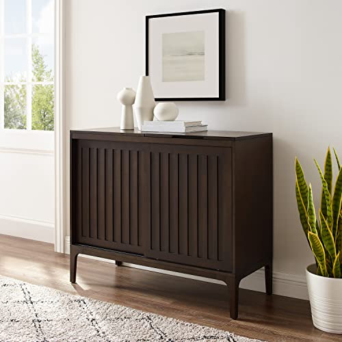 Crosley Furniture Asher Media Console and Record Player Stand with Storage for Vinyl Records, Dark Brown Crosley Furniture