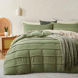 Oli Anderson Sage Green Duvet Cover Twin Size - Pleated Twin Duvet Cover, 2PCS Soft and Breathable Textured Bedding Set with Zipper Closure(Sage Green,68"x90") Oli Anderson