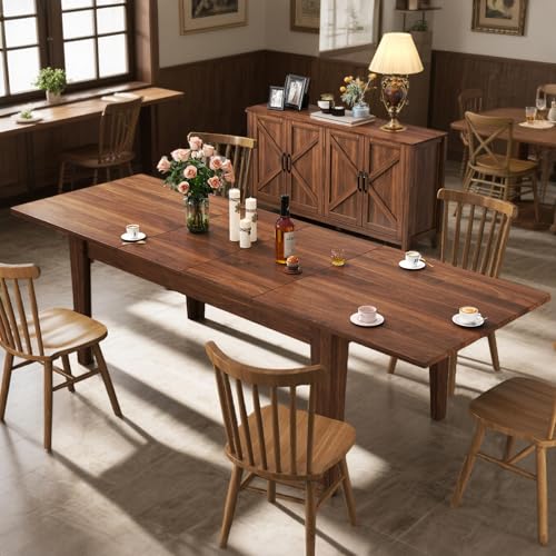 VICBARLEY Extendable Dining Table for 6-10 People,70.87''-106.4''Modern Space-Saving Wood Kitchen Table,Rectangle Folding Conference Meeting Table for Living Meeting Room Kitchen,Walnut VICBARLEY